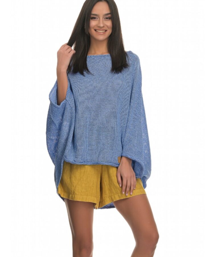 1621 Knitted Poncho Blouse